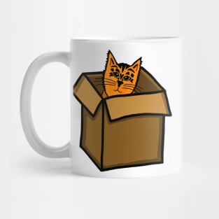 Orange Tabby Cat Hiding in a Cardboard Box Mug